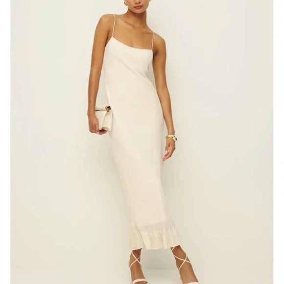 BEST Reformation Suki Midi Dress - Fior Di Latte Cream Wedding Party Cocktail - Picture 3 of 10